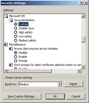 Java Custom Settings